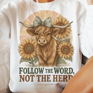 Christian Highland Cow PNG: western sublimatieontwerp (digitale download)