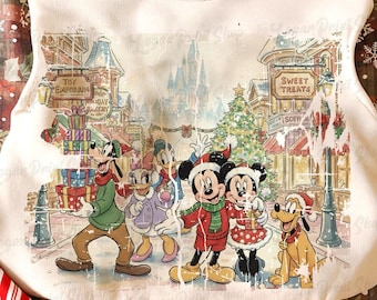 Retro Mickey and Friends Christmas PNG: Family Xmas Trip, Holiday Shirt , Santa Mickey Png  (Digital Download)