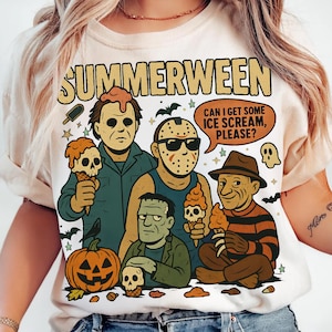 Spooky Summer Halloween PNG: Retro Horror Characters Sublimation (Digital Download