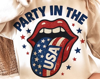 Retro Party in den USA PNG: 4.Juli Sublimation (Instant Download)