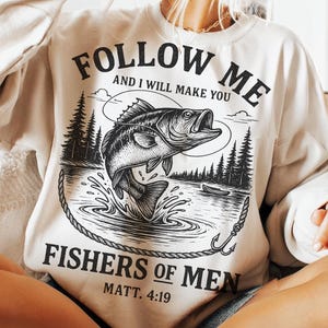Fishers of Men PNG: Retro Christian Bible Verse (Digital Download)