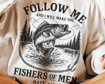 Fishers of Men PNG: Retro Christian Bible Verse (Digital Download)