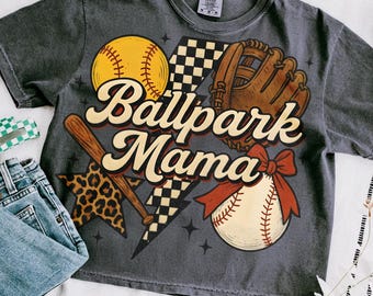Ballpark Mama Retro Sports PNG: Softball Baseball Design (Digital Download)