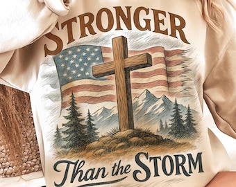 Christian American Flag PNG: Storm Design (Digital Download)