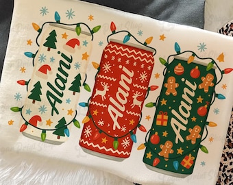 Christmas Energy Drink Can PNG: Santa, Reindeer, Snowman (Digital Download)