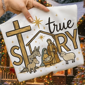 Boho Nativity Scene PNG: Christian Christmas Shirt Design (Digital Download