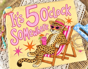 Leopardo PNG, Son las 5 en algún lugar PNG, PNG de tendencia, Playa PNG, Lago PNG, PNG viral, Leopardo de verano PNG, PNG femenino, PNG de boutique