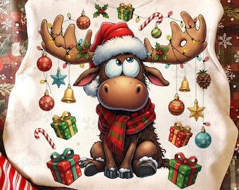 Funny Christmas Reindeer Shirt Png, Christmas Lights PNG, Rustic Holiday Reindeer Sublimation,Cozy Winter Reindeer Design Png,Merry Xmas PNG
