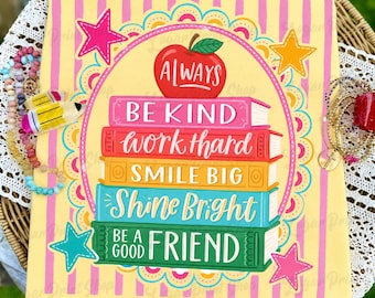 Striped Back To School Books PNG, Pre-K To Fourth Grade Teacher Png, School Girl Png, Blue Gingham Stripes Png, Teacher Appreciation Png