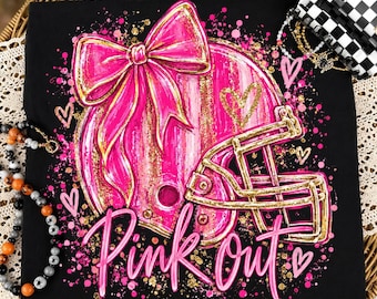 Football Pink Out PNG, Breast Cancer Awareness Football PNG, Game Day Shirt Design, We Wear Pink Png, Tackle Cancer Png, Pink Polka Dots