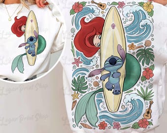 Retro Stitch PNG, Cute Floral Disney Stitch Sublimation Design, Groovy Cartoon Character PNG, Digital Download, Pastel Boho PNG