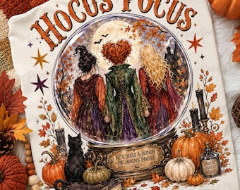 Vintage Hocus Pocus PNG, Spooky Witch Sisters Design, Retro Halloween Shirt Design, Halloween Sublimation PNG, Fall Digital Download