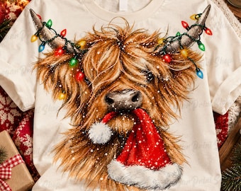 Christmas Highland Cow PNG, Highland Cow Christmas PNG, Cute Cow PNG, Leopard Bow Christmas, Cozy Christmas Sublimation, Holiday Cow