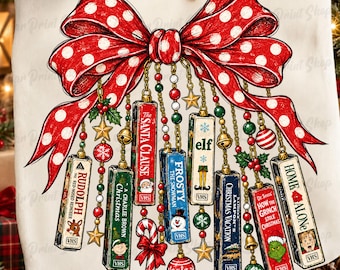 Vintage Christmas VHS PNG, Retro Christmas Movies PNG, Christmas Characters Png, Christmas Bow Png, Nostalgic Holiday Shirt Png
