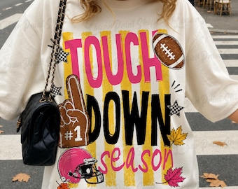 Retro Football Season PNG: Touchdown Season Design, Varsity Game Day (Digital Download