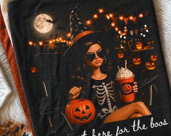 Funny Doll Face Halloween PNG, Just Here For the Boos Shirt Design, Spooky Cute Sublimation, Halloween Humor