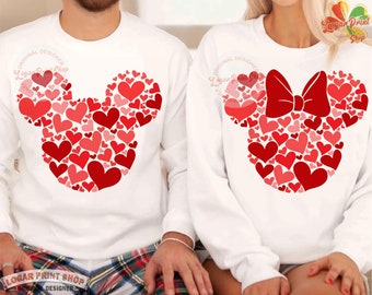 Mickey Minnie Valentine's Day Couple Svg Matching Valentine's Day Shirt Design Download,Gifts for her Trendy Valentines Day Shirt Svg Png