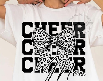 Leopard Cheer Mom SVG PNG: Coquette Design (Digital Download)
