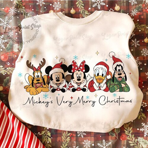 Mickey and Minnie Christmas PNG, Retro Christmas PNG, Family Christmas Png, Christmas Family Trip PNG, Very Merry Santa Mickey Mouse Png