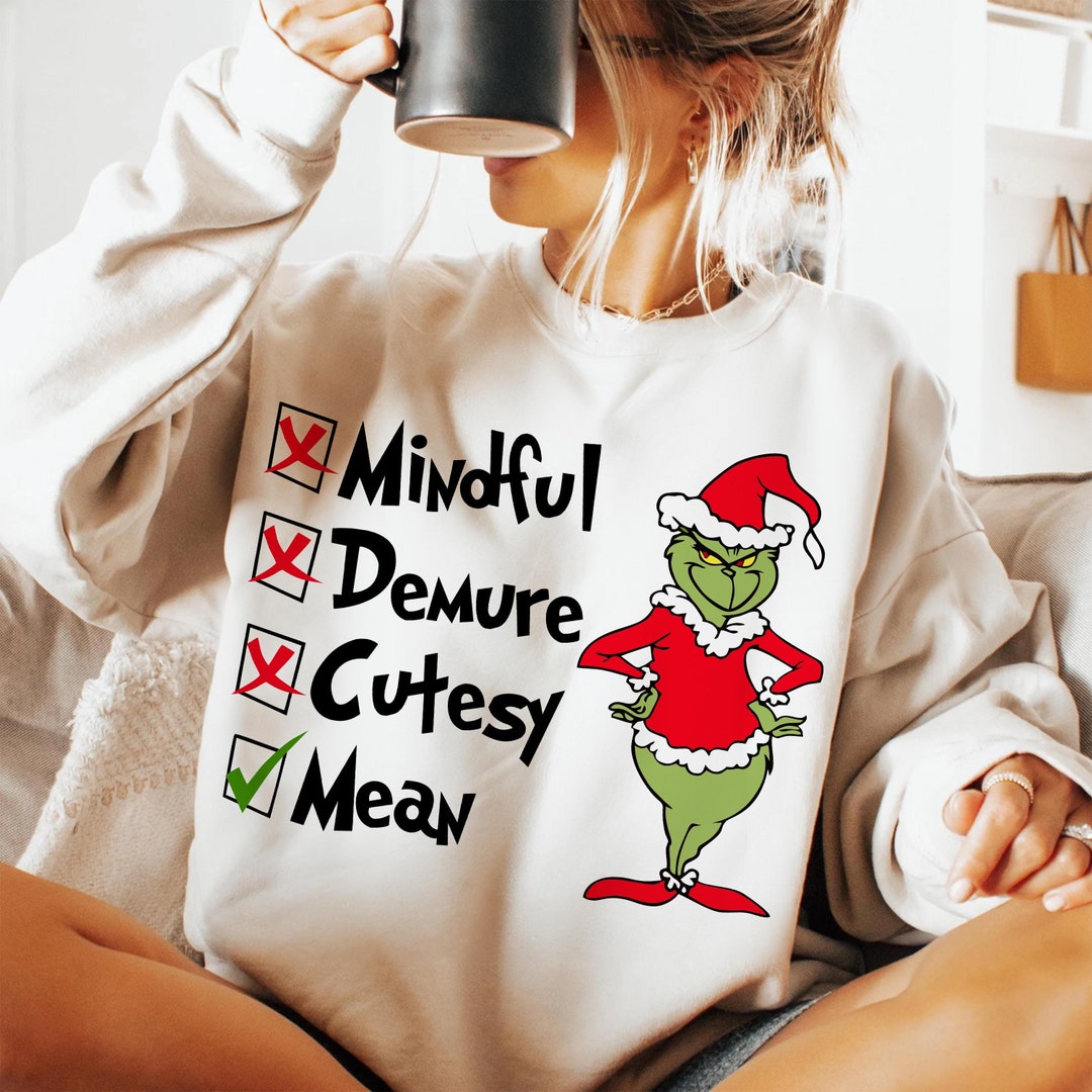 Mindful Demure Cutesy Mean Png Svg, Christmas Mean Guy Svg, Christmas
