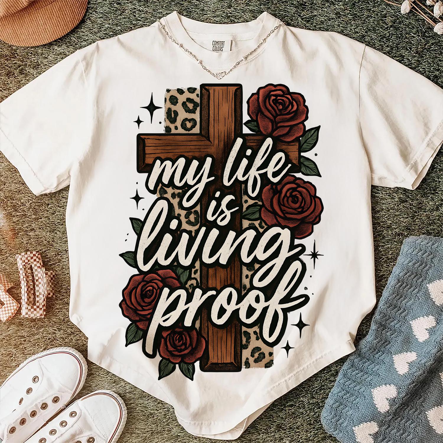 Jesus My Life Is Living Proof Sublimation Design | Faith PNG File Clipart | Religious Autumn Sublimation,Thanksgiving Gift for Her