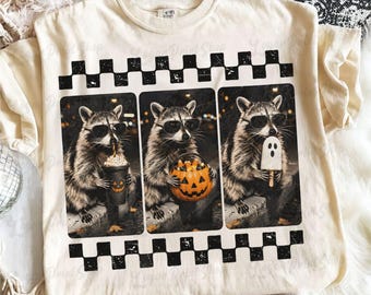 Halloween Raccoon PNG, Funny Raccoon Halloween Shirt Design, Witch Hat Raccoon Sublimation, Spooky Autumn Digital Download