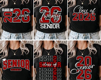 Senior 2026 SVG PNG Bundle Burgund, Marine, Gelb, Lila: Graduation Cut Files (Digitaler Download)