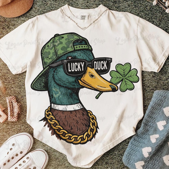 Lucky Duck PNG, Saint Patrick Duck Hunting Png, Boys St Patricks Png, Kids St Patricks Png, St Patricks Hunter Design,Lucky Png,Shamrock Png