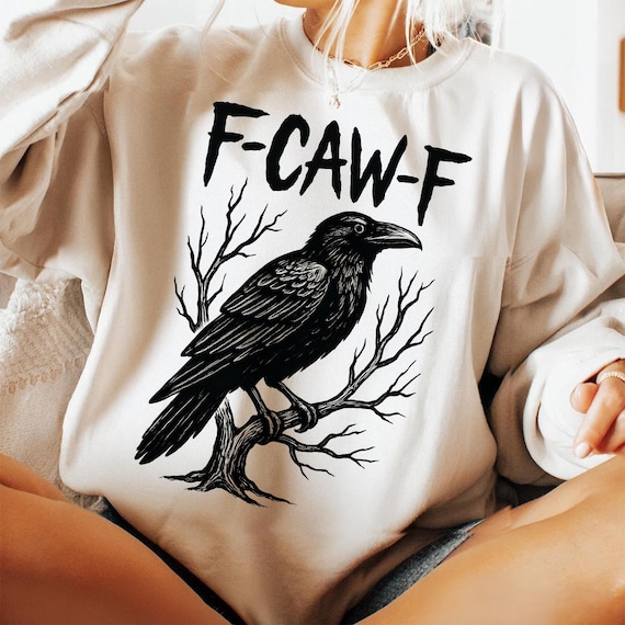 Funny Gothic Crow PNG: Halloween Raven Design (Digital Download