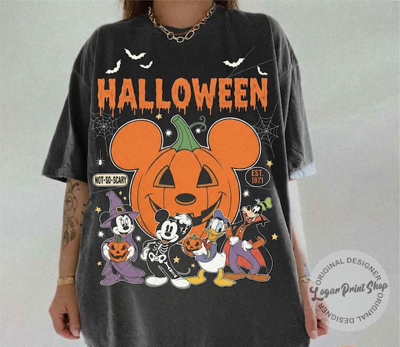 Vintage Halloween Mickey Mouse PNG: Retro Pumpkin Design (Digital File)