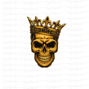 Crowned Skull PNG – Royal Gothic Skeleton Head Clipart for Halloween, Dark Art, Rock Merch, Punk Shirts & Tattoo-Inspired Designs