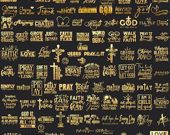 Christian Quotes Mega Bundle 500+ Inspirational Bible Verses Gold Print Designs PNG Bundle SVG Faith-Based Digital Art Instant Download