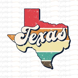 Vintage Texas Map Retro Stripes PNG