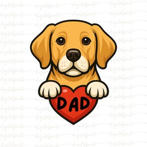 Labrador Retriever Dog Dad PNG, Cute Lab Puppy Holding Heart Clipart, Father’s Day Pet Lover Sublimation Design