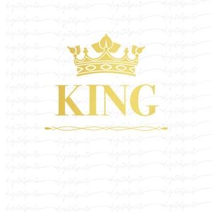 King Gold Crown PNG – Elegant Royal Sublimation Design for Men’s Shirts, Couple Gifts, Birthday Apparel & Empowering Print Projects