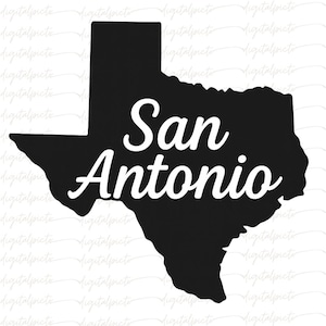 San Antonio PNG, Clipart, Sublimation – Bold Black Texas Silhouette with White Script Text