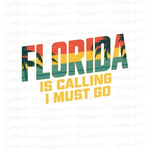 Florida Is Calling PNG – Retro Sunset Stripes with Palm Trees for Sublimation, Vacation Shirts, Travel Mugs & Wanderlust Crafts