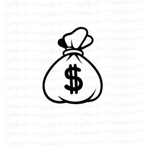Money Bag PNG – Bold Black Dollar Sack Outline Sublimation Design for Hustle Stickers, Cricut Projects, Apparel & Entrepreneur Merch