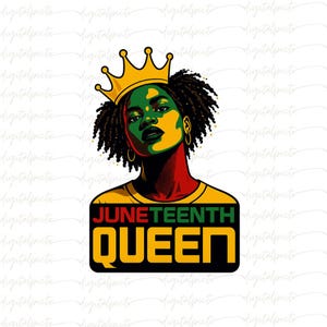 Juneteenth Queen PNG, Afro Crowned Woman Digital Art, Melanin Pride Sublimation, Pan-African Colors Clipart, Black Girl Magic Download