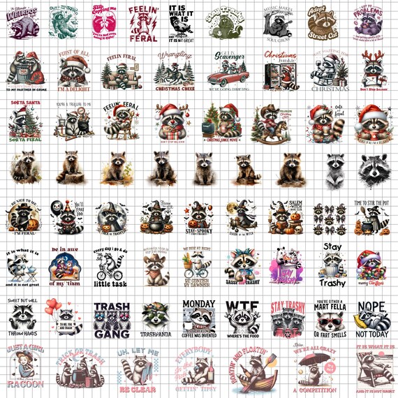 250+ Raccoon PNG Bundle | Cute & Quirky Raccoon Graphics | Perfect for Digital Print Projects, Crafts, Apparel, and More