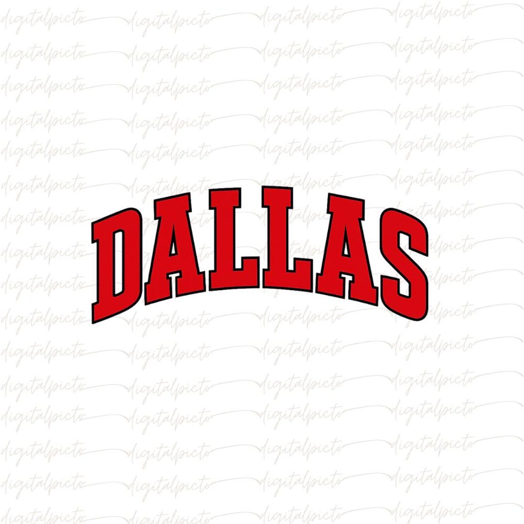 Dallas Arch Text PNG – Bold Red Varsity Font – Texas City Clipart for ...