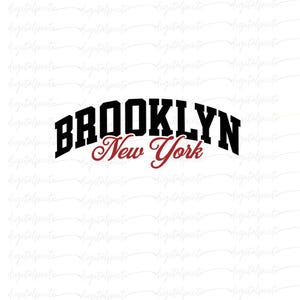 Brooklyn New York PNG – Design a sublimazione con scritte universitarie e rosse audaci per abbigliamento alla moda, adesivi, tazze e progetti ispirati a New York.