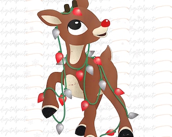 Festive Rudolph | Christmas Lights & Snowflakes
