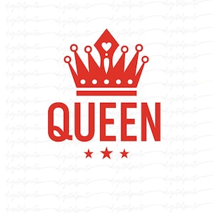 Red Queen Crown PNG – Bold Monochrome Sublimation Design for Women’s Shirts, Couple Gifts, Streetwear Apparel & Empowerment Crafts