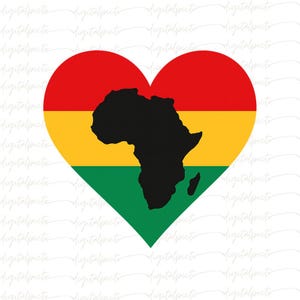 Africa Heart PNG, Pan-African Colors Clipart, Black Continent Love Digital Art, Afrocentric Sublimation File, Melanin Pride Download