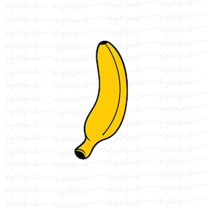 Banana PNG – Simple Cartoon Yellow Fruit Clipart with Bold Outline for Sublimation, Summer Crafts, Stickers & Funny Kitchen Decor