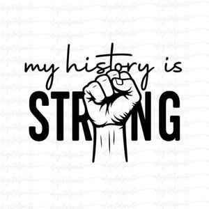 My History Is Strong PNG, Black Pride Fist Digital Art, Melanin Power Clipart, Afrocentric Sublimation File, Empowerment Quote Download