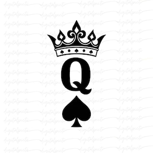 Queen of Spades PNG – Black Crown Playing Card Sublimation Design for Poker Night Shirts, Couple Gifts, Casino Decor & Craft Projects