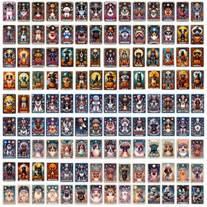 150+ hondentarotkaart PNG-bundelontwerpen Tarotkaart Sublimatie Hondenrasliefhebber The Pitbull Tarotkaart Witchy Vibes Hondenliefhebber Pittie-skelet