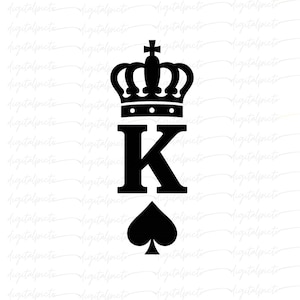 King of Spades PNG – Crowned Black Card Symbol Sublimation Design for Couple Tees, Casino Nights, Poker DIY & Matching Gifts